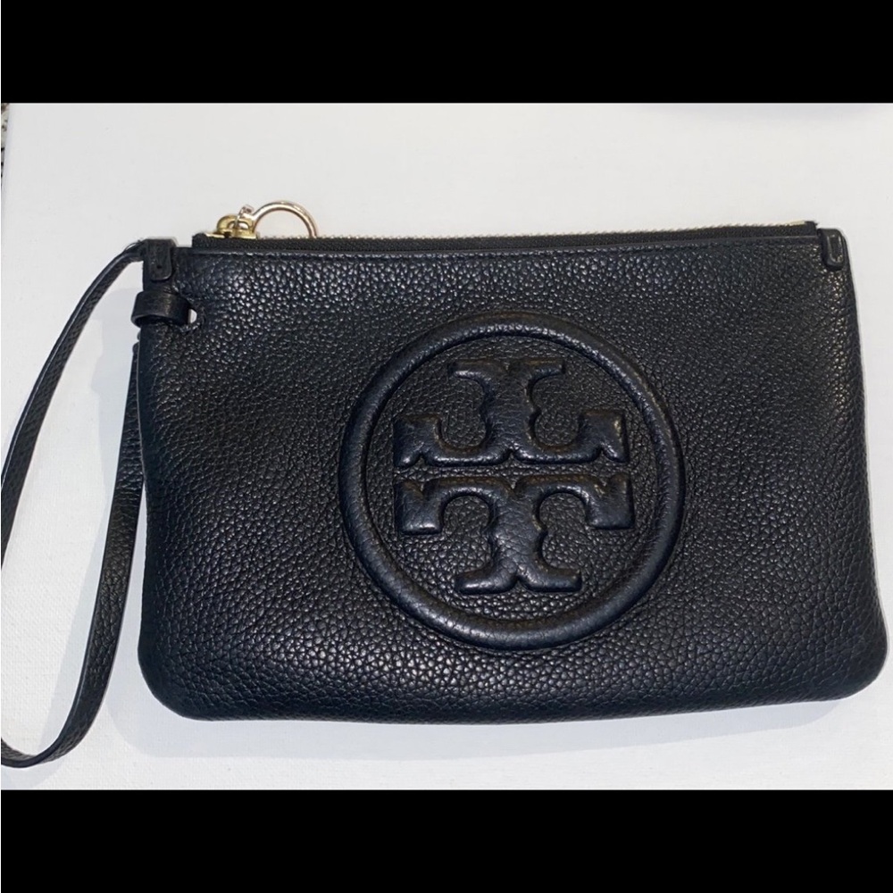 Tory Burch Black Pebbled Leather Pouch